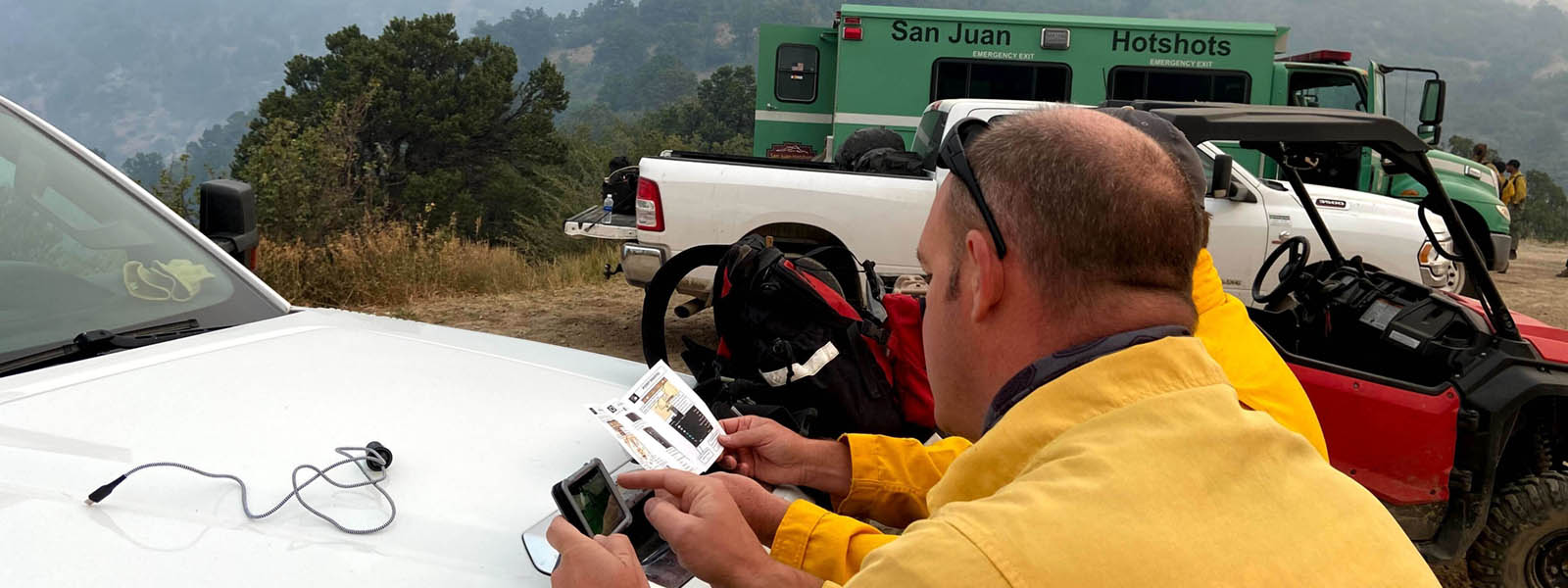 Photo of firefighters using WFTAK at a fire.